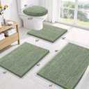 Smiry Bathroom Rugs Sets 3 Piece, Soft Absorbent Chenille Bath Mat and U-Shaped Contour Toilet Rug, Machine Wash Dry Bath Mat Sets for Bathroom Tub and Floor (30"x20"+24"x16"+24"x20", Sage Green)