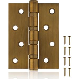 12 Pack Ball Bearing Door Hinges, 4 x 3 Inchs Heavy Duty Stainless Steel Door Hinges, Smooth and No Squeak, Non Removable Pin (Brass)