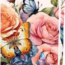 CRASPIRE Rose Stretchable Book Cover Flower Butterfly Washable Reusable Large Nylon Book Protector Elastic Notebook Wraps Suitable for Most Hardcover Books Classroom Students