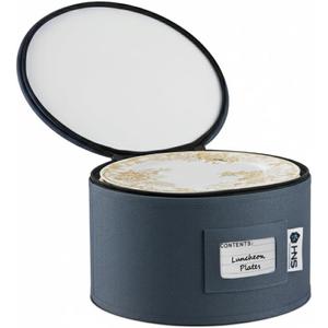 Dinner Plates Storage Container - Hard Shell China Organizer with Dividers - Holds 12 Plates of 10" - Durable & Stackable Storage Box for Seasonal Dishware Protection - Denim Blue