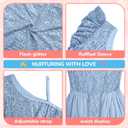 LQSZ Girls Sequin Dress Ruffled Sleeve Toddler Tulle Sparkly Formal Pageant Prom Party Dresses 3-14 Years (9-10 Years, Blue)