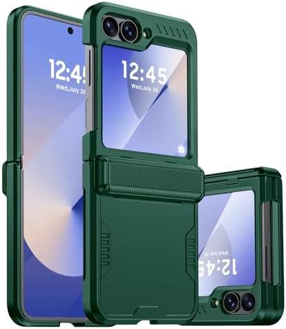 oupeigar for Samsung Galaxy Z Flip 6 Case/Z Flip 7 FE Case, Hinge Protection & Built-in Screen Protection, Wireless Charging,Durable Shockproof Cover for Z Flip 6/ Z Flip 7 FE-Green