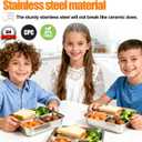 Palksky Stainless Steel Toddler Plates with Lids - 3-Pack Divided Baby Plates for Portion Control, Microwave & Dishwasher Safe Easy-Clean Lunch Trays
