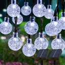 Solar Lights Outdoor Waterproof, 2 Pack Total 200LED 110FT Solar String Lights for Outside with 8 Modes, Outdoor String Lights Crystal Globe Patio Lights for Garden Yard Party Decor(Warm White)