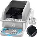 Suzzipaws XL Non-Sticky Coated Stainless Steel Cat Litter Box with Lid