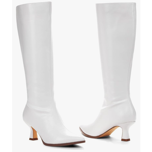 Women's Knee High Pointed Toe Tall Boots (White) 9