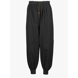 Mens Renaissance Pirate Linen Pants, Halloween Medieval Viking Gothic Navigator Costume Casual Trousers Cosplay (Black, XL)