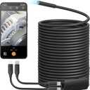Anykit USB Endoscope Camera with 8 Adjustable LED Lights, Semi-Rigid Broscope Snake Camera, IP67 Waterproof Inspection Cam Compatible with iPhone and Android Devices (33ft)