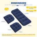 Wicker Furniture Cushions Set, Waterproof Patio Cushions for Outdoor Chairs 3 Pieces, 1 Loveseat & 2 Seat Pads Thick Outdoor Replacement Cushions for Porch Lawn Bench Couch Sofa, Navy Blue, 3pcs