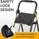 HBTower 3 Step Ladder, Folding Step Stool with Wide Anti-Slip Pedal, Step Stool Foldable with Cushioned Handle for Home and Kitchen, Black