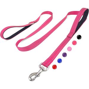 6 FT Dog Leash with 2 Padded Handle Nylon Reflective Dogs Leashes, Hot Pink,  Medium : 3/4" x 6 FT