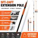 LAANPOLE Telescoping Pole, 5-24FT Aluminum Extension Pole(30FT Reach), Multi-Purpose Paint Roller for Painting, Dusting and Cleaning