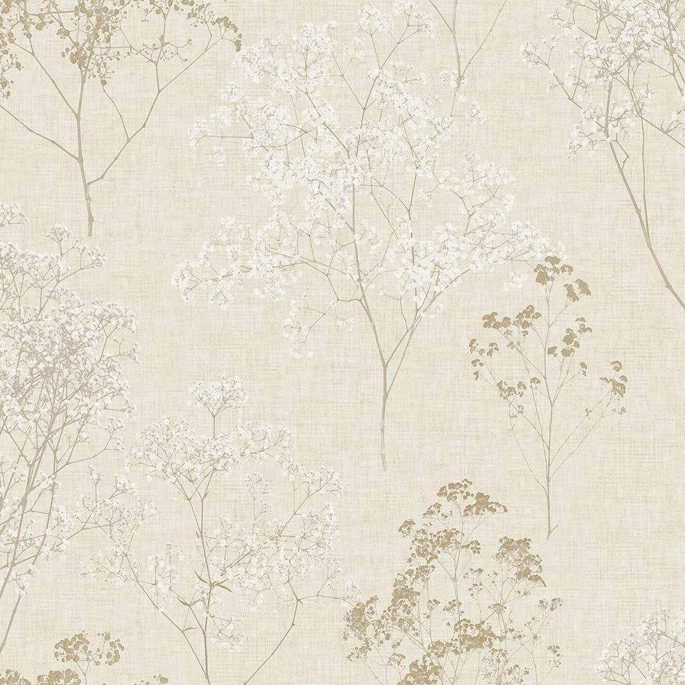Norwall FH37508 Queen Anne's Lace Prepasted Wallpaper in Beige, Wheat