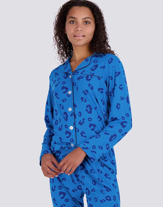 Real Essentials: Women's Large Pajamas Set Button Down Pants Soft Matching Sleepwear, L