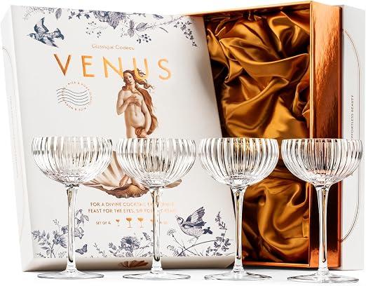 GLASSIQUE CADEAU Venus Nick and Nora Coupe Glasses, 4 Fluid ounces