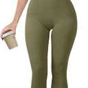 OQQ Women Yoga Jumpsuits Ribbed Crew Neck Sleeveless Bell Bottoms Flare Jumpsuits (Large, Sauerkraut)