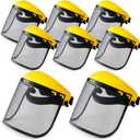 Amylove 2 Pcs Safety Face Shield with Mesh Weed Whacking Face Shield Masks Chainsaw Gardening Weed Mover Protection (Yellow)