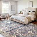 8x10ft Machine Washable Area Rug, 120 * 96" Large Ultra Soft Rugs with Non-Slip Backing & Durable Edge Binding, Vintage Fluffy Indoor Low-Pile Carpet for Living Room, Bedroom, Dinning, Kitchen