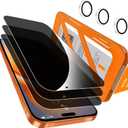 QHOHQ [1-Second Auto-Install] 3 Pack Privacy Screen Protector for iPhone 17 Pro Max [6.9 Inch] + 1 Set Camera Lens Protector, 25 Anti Spy Tempered Glass, [Military Grade Shatterproof], Case Friendly