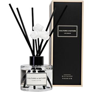 CULTURE & NATURE Reed Diffuser Set 4oz (120ml) Clean Cotton Scented Diffuser with Sticks Home Fragrance Reed Diffuser for Bathroom Shelf Decor