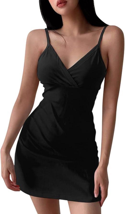 A Line Dress for Women 2025 Adjustable Spaghetti Strap Mini Short Summer Dresses Floral V Neck Casual Sundress Size M
