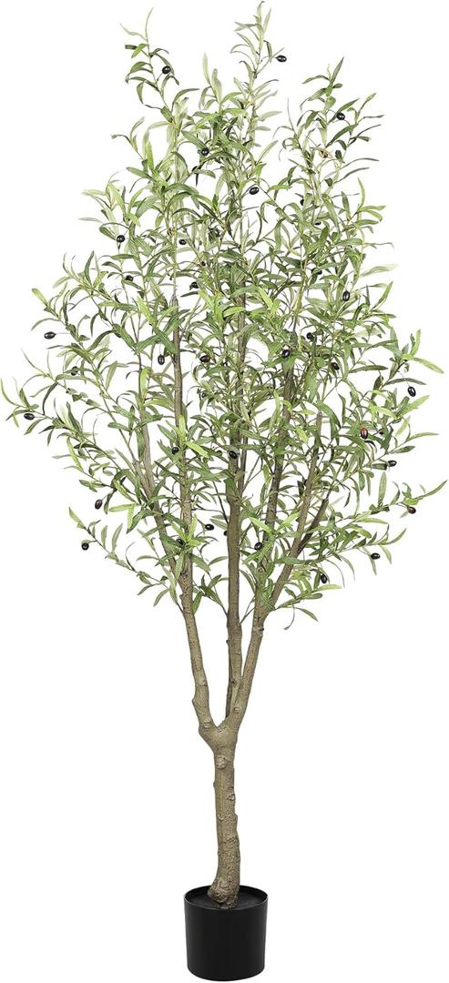 Fake Olive Tree 7.0 Feet – Artificial Plants Indoor, Faux Olive Tree, Fake Tree for Home Decor, Faux Trees Indoor for Living Room, Office, Bedroom – Tall Artificial Trees for Home, Designer Tree