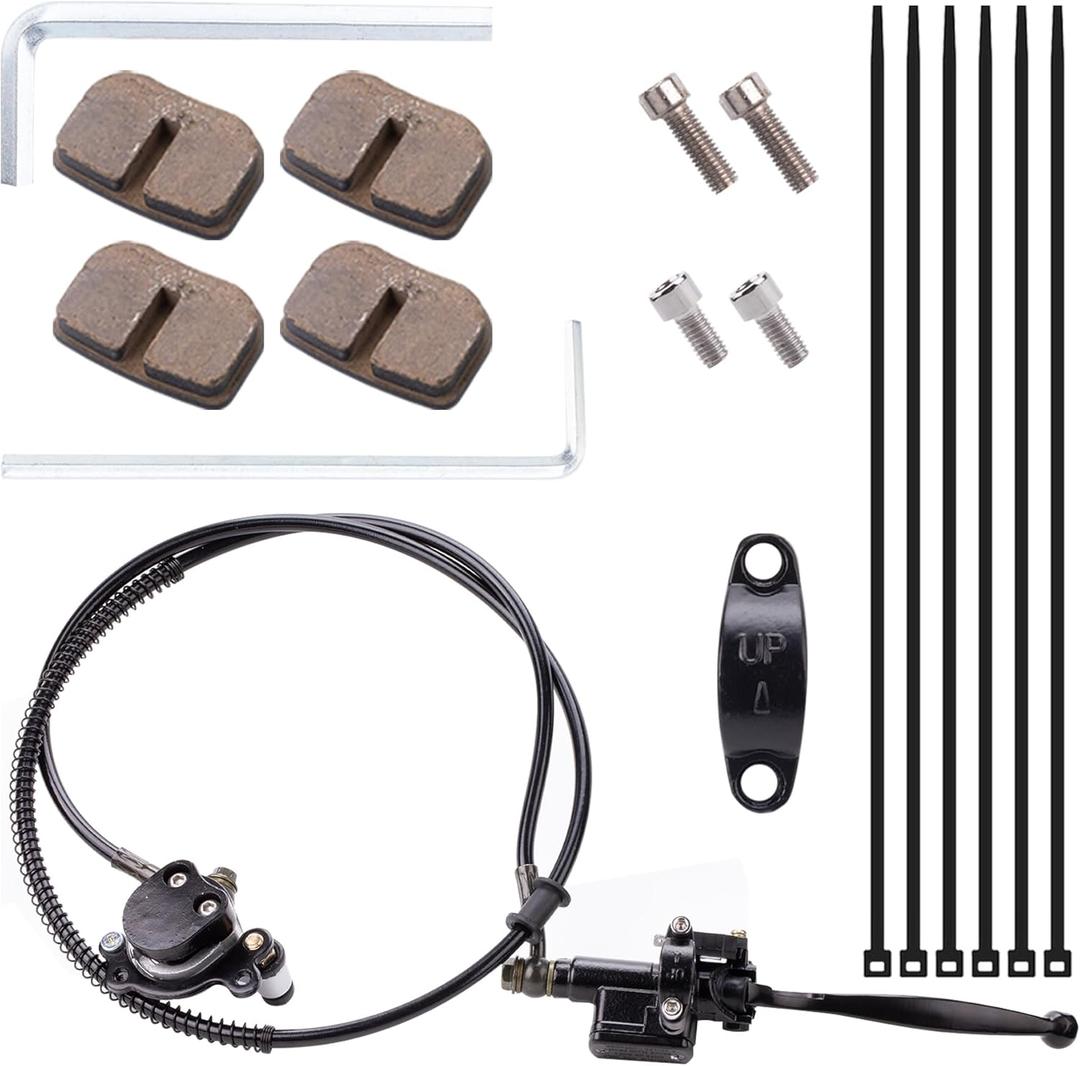 Upgraded Hydraulic Brake System The Left of The 7/8" Handlebars 50 inch Hose for 97cc 2.8HP Baja Doodle Bug DB30 Blitz Dirt Bug Racer Mini Bike Motorsports Go Kartssilver