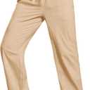 PASLTER Mens Cotton Linen Pants Casual Summer Beach Pants Dress Trousers | Loose Fit, Elastic Drawstring Waist, Lightweight, Straight-Legs, Slacks, Yoga, Work, Vacation, Quick Dry (Beige, XL)
