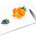 JAMBALAY Tempered Glass Cutting Board for Kitchen, 16"x12" Clear Glass Cutting Board with Rubber Non-Slip Feet, Heat and Scratch Resistant, Shatterproof, Dishwasher Safe