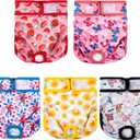 wegreeco Female Dog Diapers, Washable Reusable Pet Puppy Doggie Diapers for Small Medium Large Female Dogs in Heat Period, Doggy Period Panties Large, Strawberries (Large (Pack of 5))