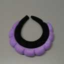 Ztomine Terry Cloth Spa Headbands for Washing Face or Facial, Set of 2, Black & Purple - Puffy Makeup Headbands for Face Washing, Mask, Skin Treatment