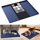 URMONA Waterproof Silicone Under Sink Mat 22'' x 19'' Shelf Liner for Kitchen and Bathroom, Cabinet and Counter Protector, Storage and Organizers, Litter Mat, Pet Cat Puppy Essentials(Navy)