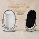 Sliver Vintage Oval Tabletop Mirror - Decorative Floral Metal Frame Vanity Mirror with 360 Adjustable Swivel Stand for Bedroom, Bathroom, Desk, Dressing Table, Retro Style Makeup Mirror