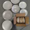Gibson Elite 16 Piece Dreamweaver Double Bowl Terracotta Reactive Dinnerware Set - Sand Cream, Service for 4 (16pcs)