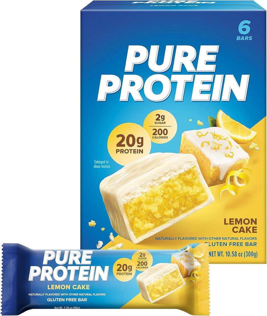 Pure Protein Bars Nutritious Snacks to Support Energy, Lemon Cake, 6 Count (Pack of 1), BB Date: 08/25/2025