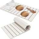 Extral Large Stone Dish Drying Mats for Kitchen Counter, 28"(L)16"(W), Collapsible Quick Drying Dish Mats, Eco-Friendly Absorbent Diatomaceous Earth Mat for Dishes Cups Bottles, Match Any Countertop