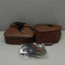 NICECNC Saddle Bags, PU leather Motorcycle Saddlebags, Reinforced Straps & Saddle Piece, with Cup Holder & Lock, Throw Over Saddle Bags Side Bags, BROWN (buckle)