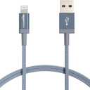 Amazon Basics 2-Pack USB-A to Lightning Charger Cable, Nylon Braided Cord, MFi Certified Charger for Apple iPhone 14 13 12 11 X Xs Pro, Pro Max, Plus, iPad, 3 Foot, Dark Gray