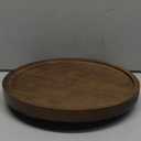 Round Decorative Tray Wood Bathroom Counter Organizer Farmhouse Kitchen Decor Wooden Riser for Soap Dish, Perfume, Candle, Sponge, 10" - Walnut