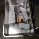 Stainless Steel Cat Litter Box with Scoop, Metal Litter Box High Sided, Cat Litter Box Enclosure, XL Extra Large High-Sided Litter Boxs (Anti-Urine Leakage, Include Scoop) (Black＆White)