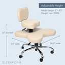 Cross Legged Office Chair with Wheels - Winter Linen, Meditation | Chair with Back Support, Adjustable Height Design, For Yoga or Criss-Cross Lounging, Ergonomic Kneeling Desk Seat