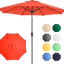 Ayge 9FT Large Outdoor Patio Umbrella Market Table Umbrella-UV Resistant, Easy Push Button Tilt and Crank, 8 Sturdy Fiberglass Ribs Heavy-Duty Pool Umbrella for Deck, Backyard,Garden,Orange