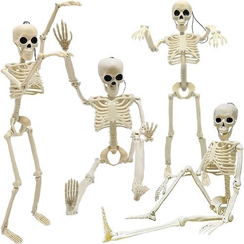 CAMIRUS 8PCS Halloween Skeleton Decorations, 16" Full Body Plastic Mini Little Skeleton Posable Joints Poseable Skeleton for Skeleton Halloween Party Hanging Decoration Yard Lawn Garden Patio Decor