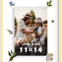 FrameWorks 11x14 Deluxe Brass Gold Aluminum Contemporary Style Floating Picture Frame with Tempered Glass (1PK-11"x14" float to 8"x10")