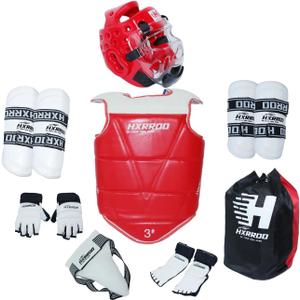Taekwondo Sparring Gear Set, Head Gear Chest Guard Arm Shin Guard Groin Protective Gear Set for Children Teen Adult