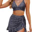Blooming Jelly Women's High Waisted Bikini Sets Tummy Control Swim Skirt Two Piece Swim Suit 2025 Retro Swimsuit (Medium, Polka Dot)