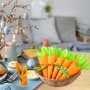 Domensi 24 Sets Easter Party Supplies Tableware Easter Utensils Plastic Cutlery Cocktail Carrot Napkins Spoons Forks Knives and Satin Ribbon (Orange and Green)