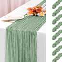 8 Pack Sage Green Cheesecloth Table Runner 120 Inch 10FT Spring Boho Rustic Sheer Gauze Cheese Cloth Table Runner for Wedding Baby Shower Birthday Party Table Decor