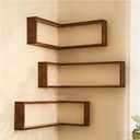 Smart Corner Shelves that Light up Your Space, Set of 3 Corner Floating Storage Shelves,Wooden Wall-Mounted Corner Shelf Display Rack, Space-Saving (Set of 3(LED Light not Included))