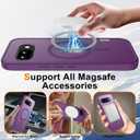 for Google Pixel 9A Case Magnetic Shockproof, [Fit for MagSafe] [Glass Screen Protector] Translucent Anti-Fingerprint Case for Google Pixel 9A (Purple)